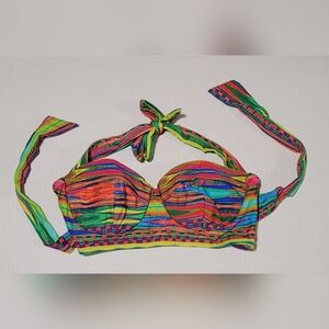 Nanette Lepore ~ Large ~ Rainbow Striped Bikini Top